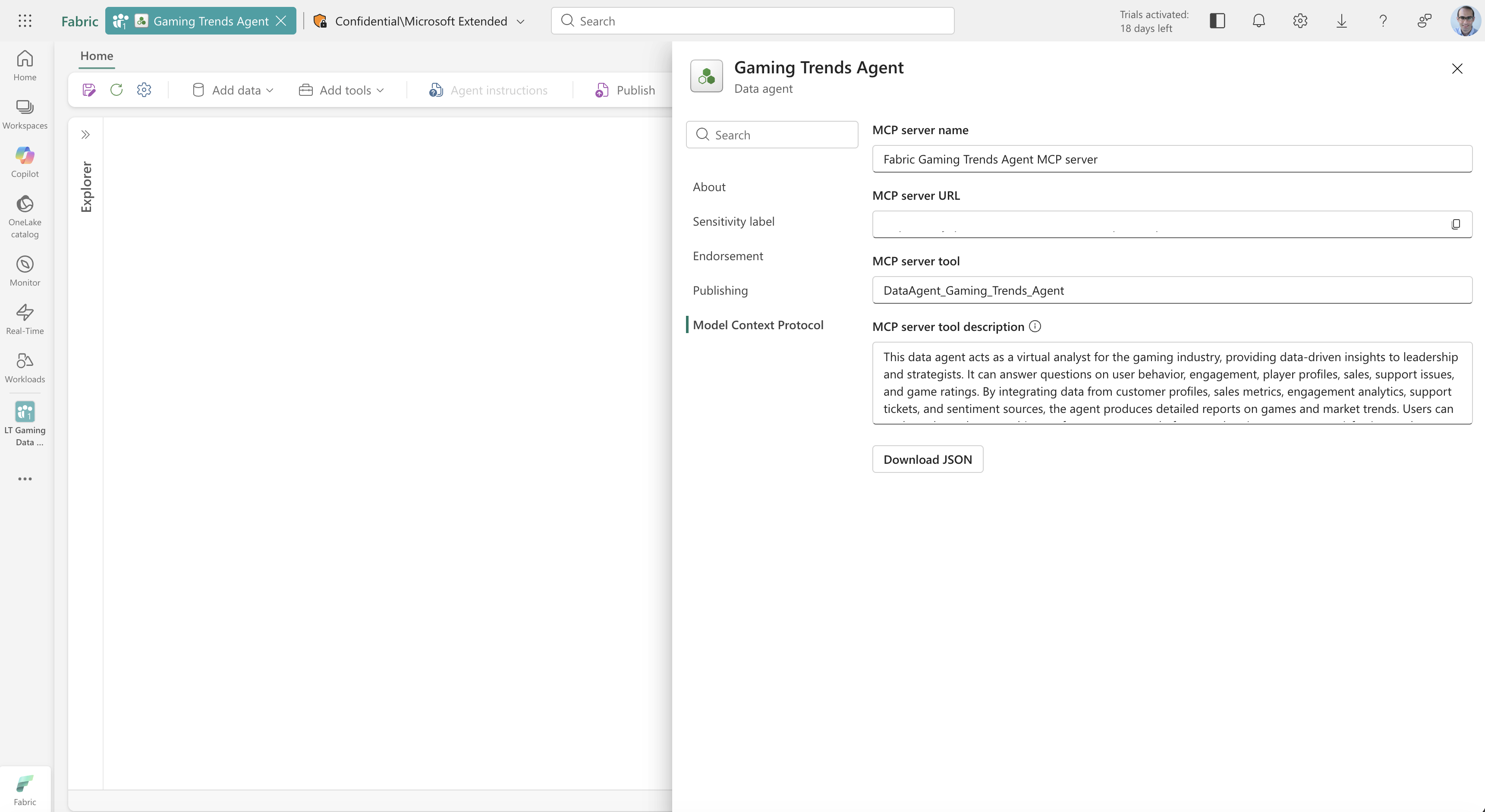 Fabric Data Agent发布后的MCP Server设置